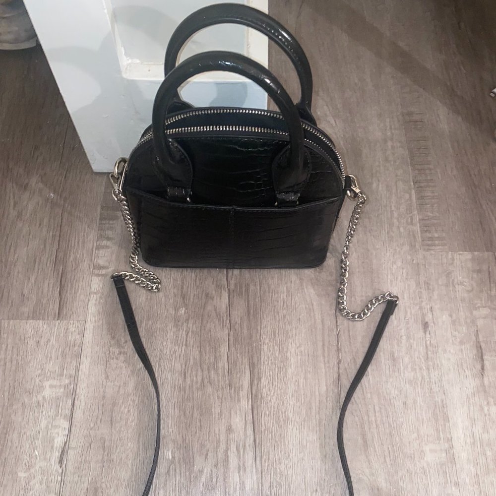 Zara Black Faux Croc Bag